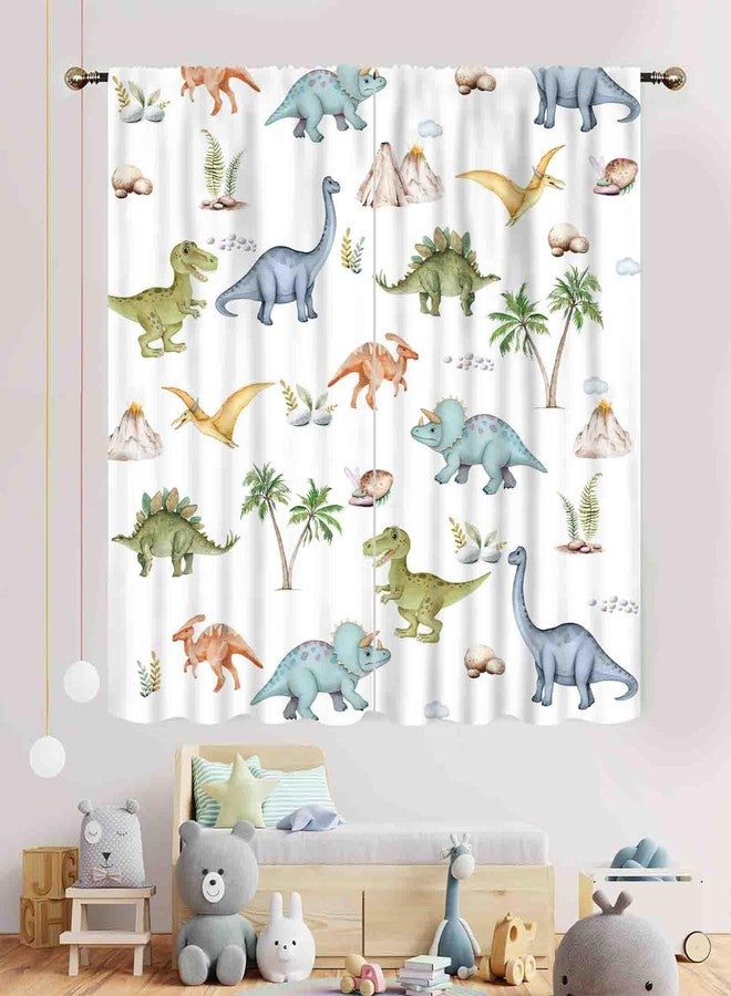 TKUYO Dinosaur Curtains for Boys Room, Cartoon Dino Funny Cute Dinosaur Safari Animals Colorful Window Treatments Drapery for Kids Girls Baby Bedroom Living Room Nursery Bathroom 2 Panels, 42"x45" Inch - Image 3